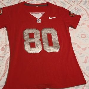 Nike NFL #80 J.RICE Jersey Red with stunning bling